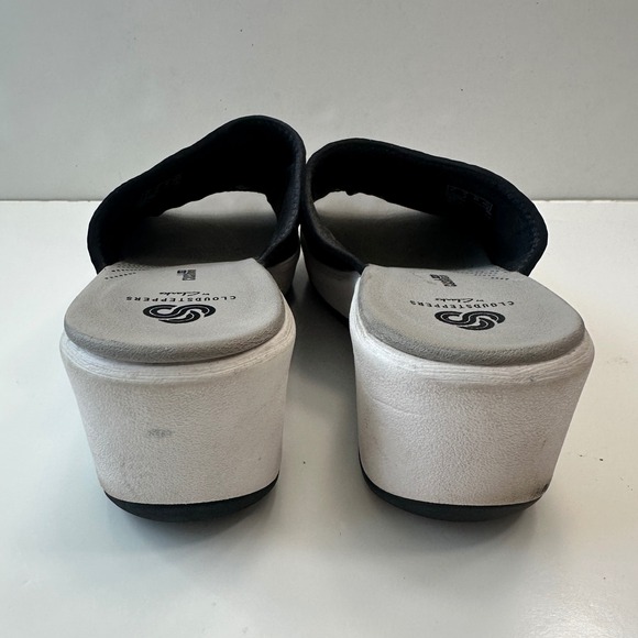 Clarks Cloudsteppers Slide Sandal Wedge Lightweight Comfort Black Womens Size‎ 9 - Picture 5 of 8
